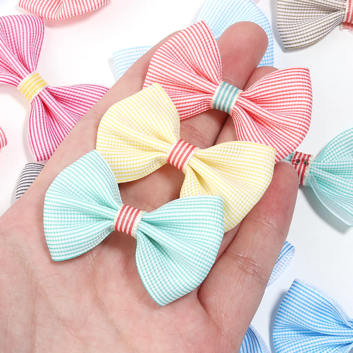 

10Pcs 3.5x5.5cm Colorful Ribbed Ribbon Bow Striped Bows Bowknot Decoration DIY Gift Packaging Hair Accessories