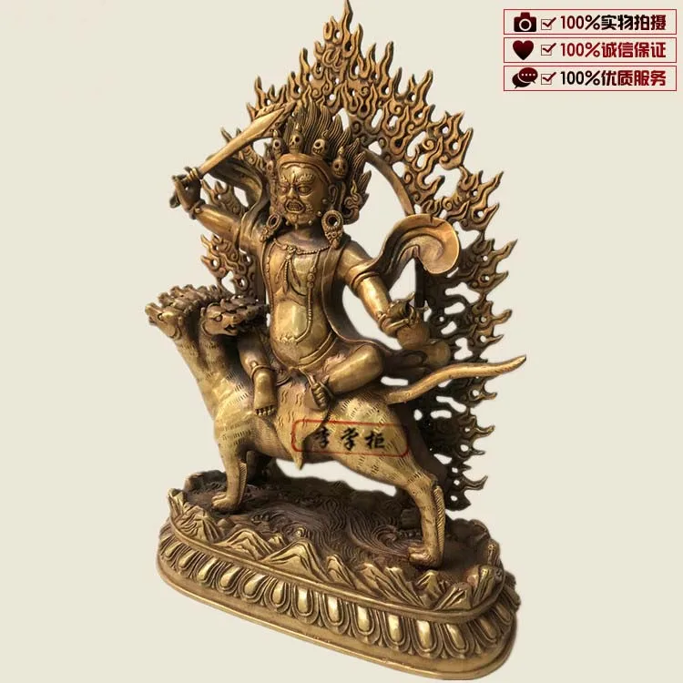 large Tibet Nepal Buddhism Copper Angry Padmasambhava Guru Rinpoche FEN NU LIANSHI Buddha statue Shrine protection