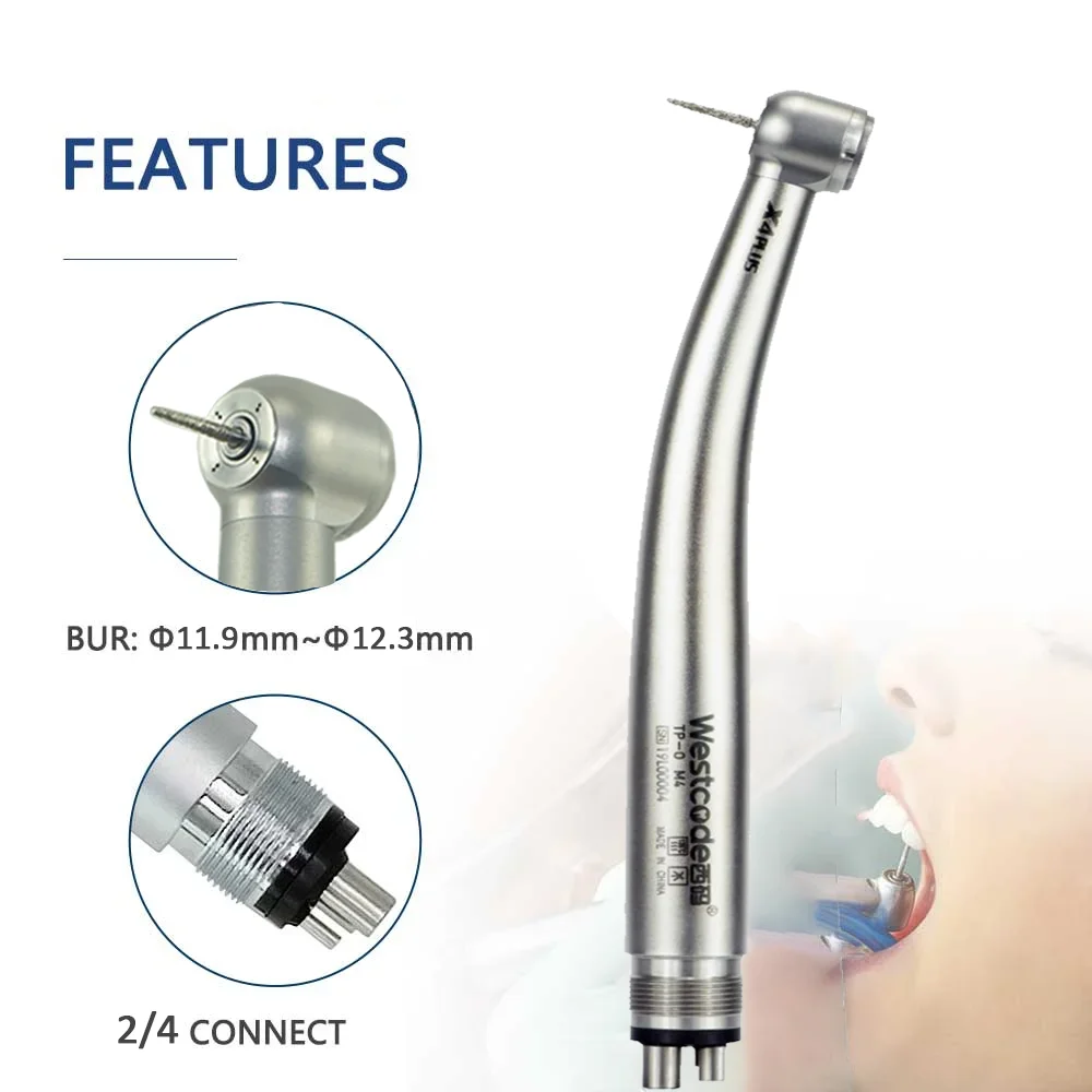 Dental High Speed Handpiece 4 Water Spray Standard Head Push Button Air Turbine Push Button Ceramic Bearing Rotor 2/4 Holes