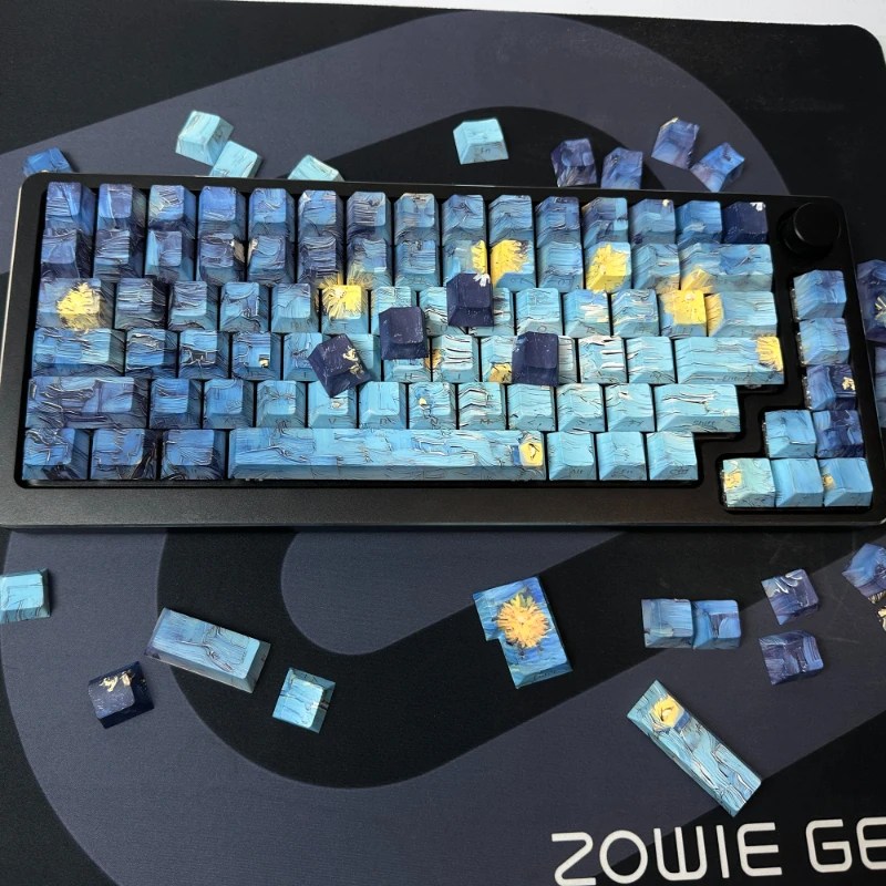 

ECHOME 130key Starry Night on The Rhone Keycap PBT Thermal Sublimation Translucent Keyboard Cap for Mechanical Keycap MX Switch