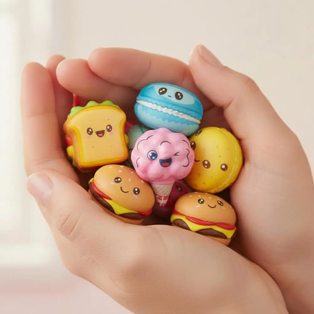 24pcs Protable Stress Relief Toy Creative Various Foods & French Fries Shape High Rebound Toys Mini Squeeze Toy Birthday Gift