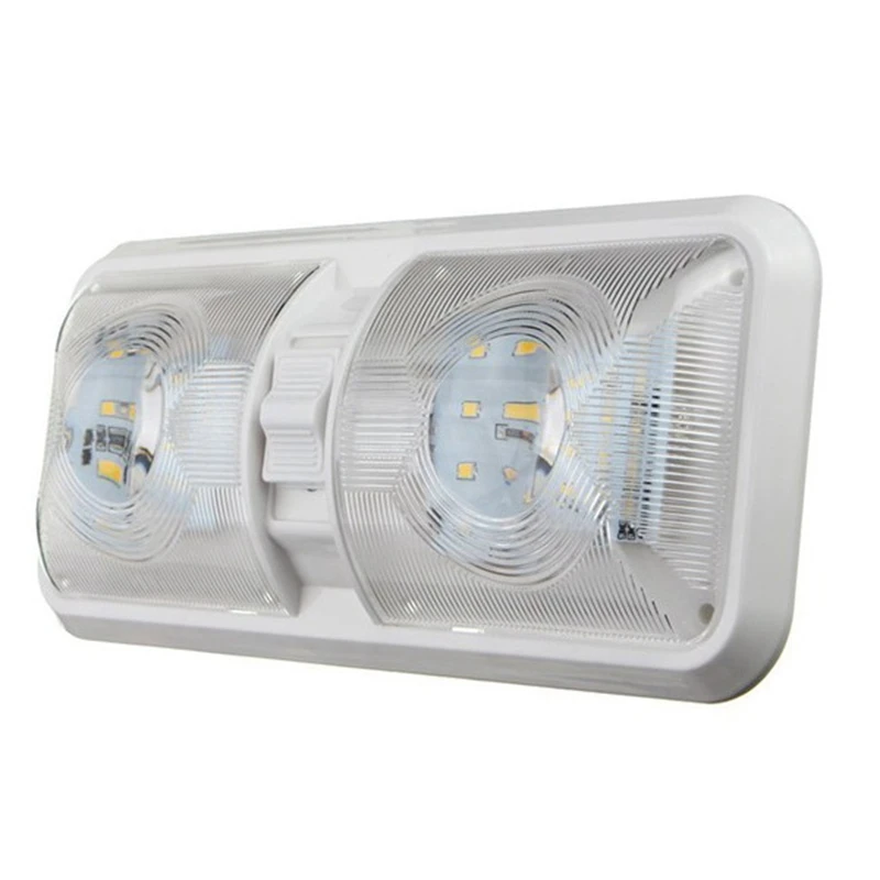 

AU28-Ceiling Double Dome Light Fixture With ON/Off Switch Interior Lighting For Car/RV/Trailer/Camper/Boat DC 12V