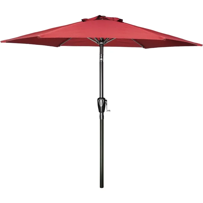 

7.5ft Patio Umbrella Outdoor Table Market Yard Umbrella with Push Button Tilt/Crank, 6 Sturdy Ribs for Garden, Deck, Backyard