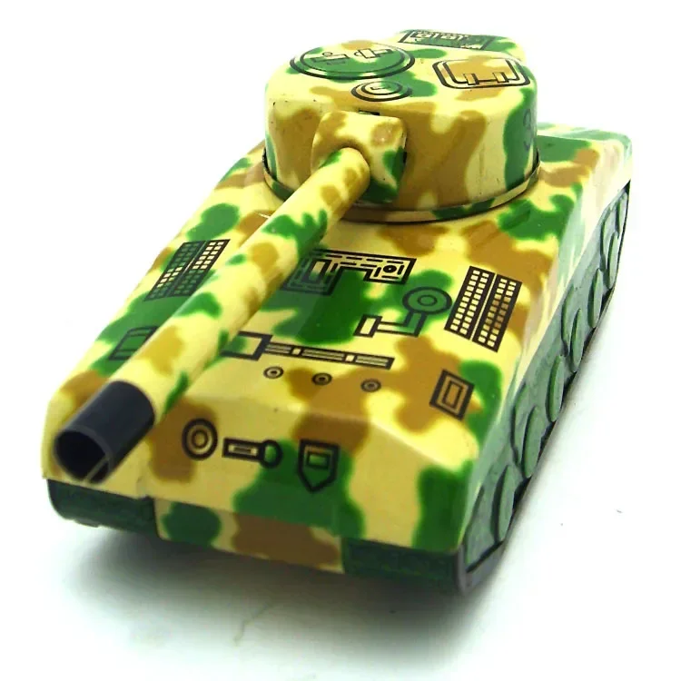 [Lucu] koleksi klasik Retro mesin jam angin logam berjalan Tin sherman tank Robot mekanik Anak Natal hadiah ulang tahun