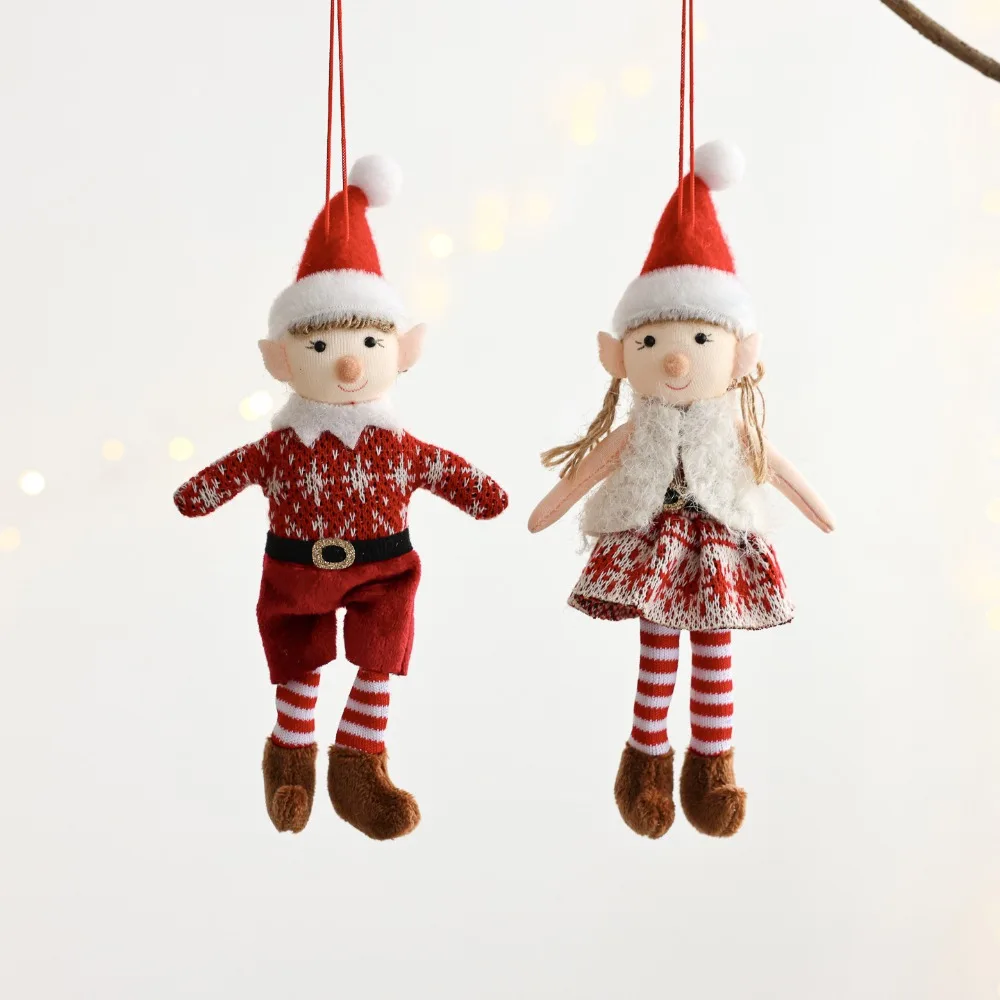 2 uds. Lindos elfos rojos con gorro navideño, colgante de ángel, decoración para árbol de Navidad, crea un ambiente festivo.