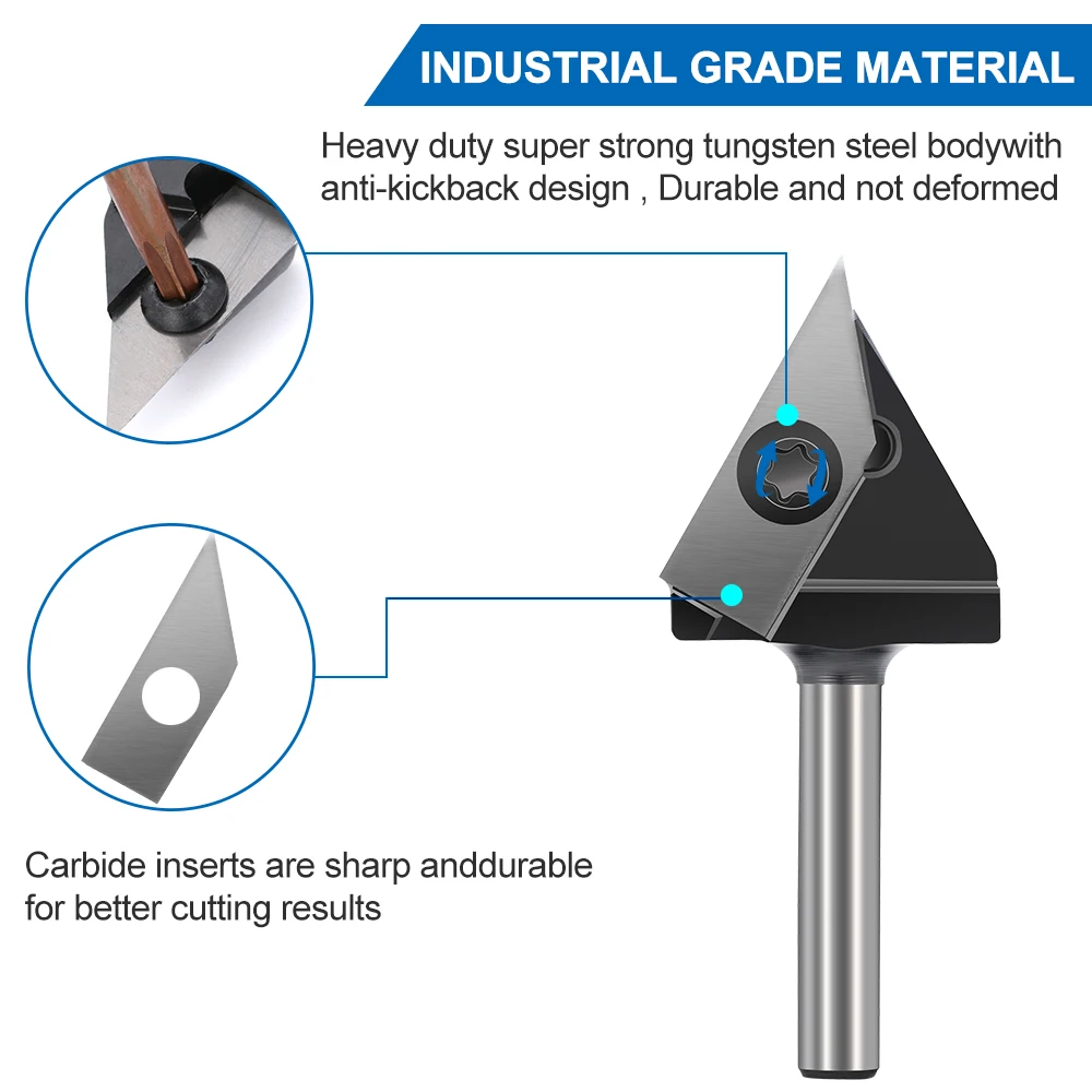 XCAN Milling Cutter Insert CNC Router Bit 6mm 1/4 Shank V Groove Router Bit for Woodworking 2D/3D Engraving Cutter