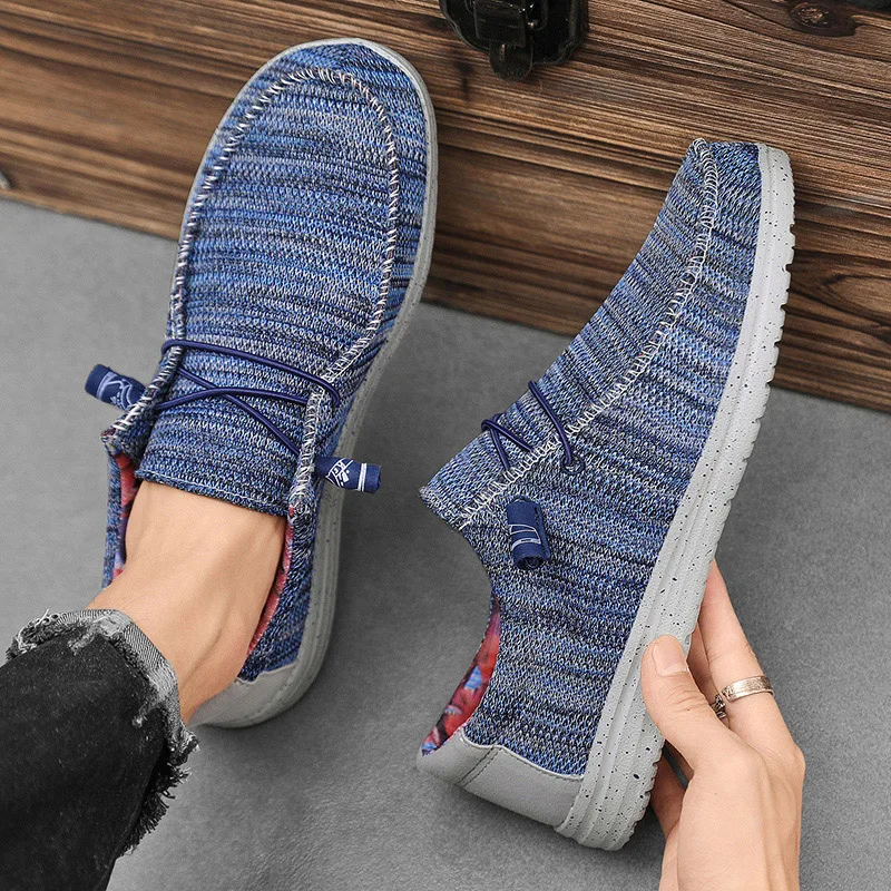 

Голубые мужские туфли в горошек, легкие летние дышащие сетчатые туфли, модная стильная повседневная обувь из некожи, дешево