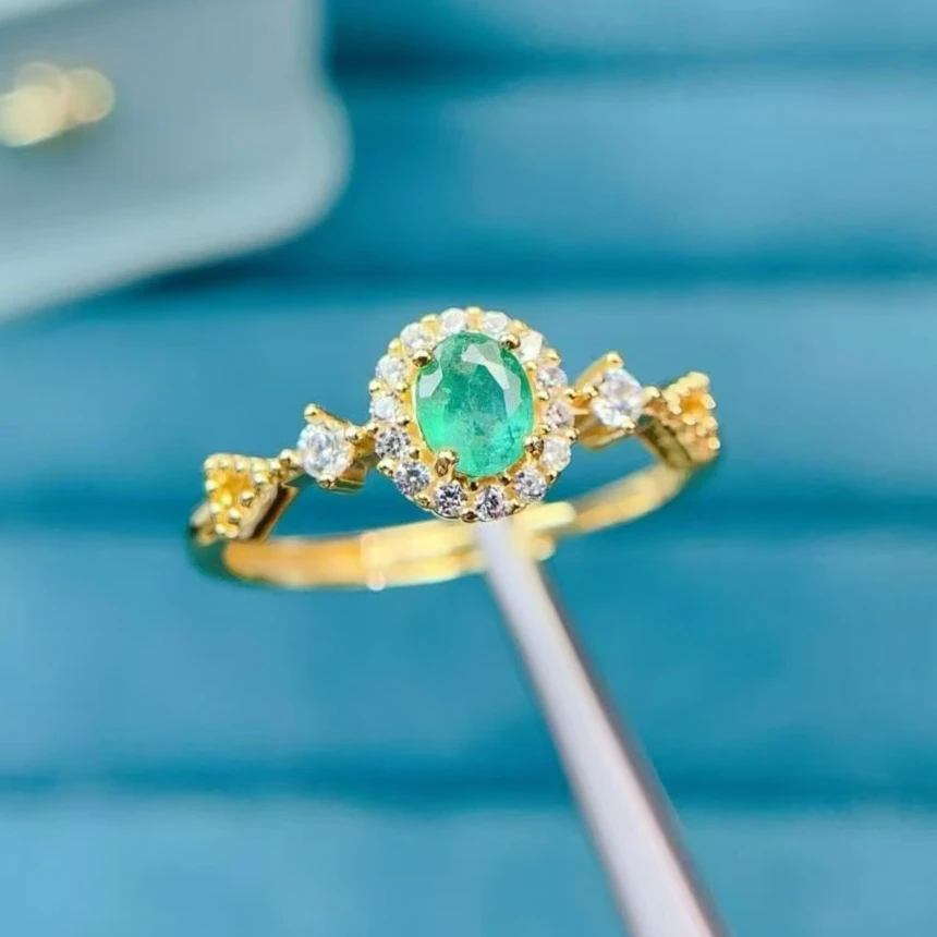 Certified 925 Silver Natural Emerald Ring Unique Vintage Filigree Silver Gemstone Ring Fine Jewelry with Gift Box Fast Shipping