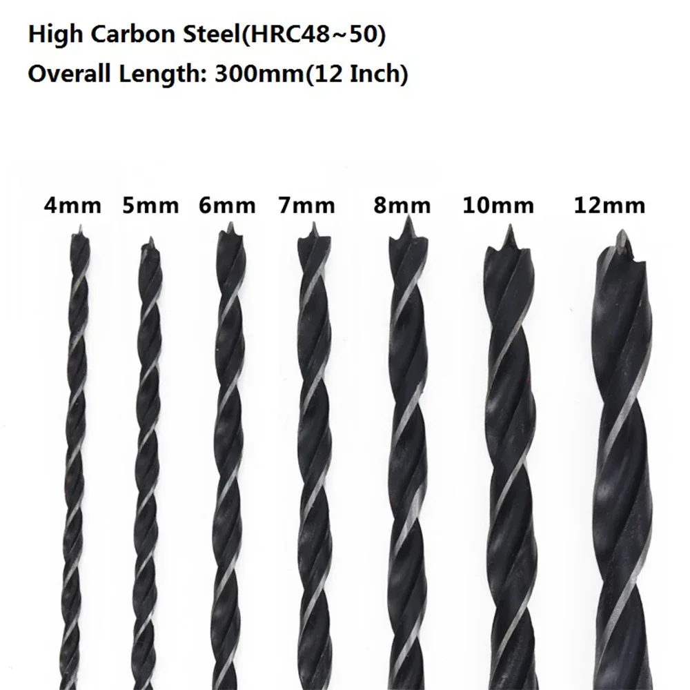 

7pcs 4-12mm 300mm(12'') Extra Long Wood Drill Set High Carbon Steel Woodworking Hole Cutter Gun Bit Twist