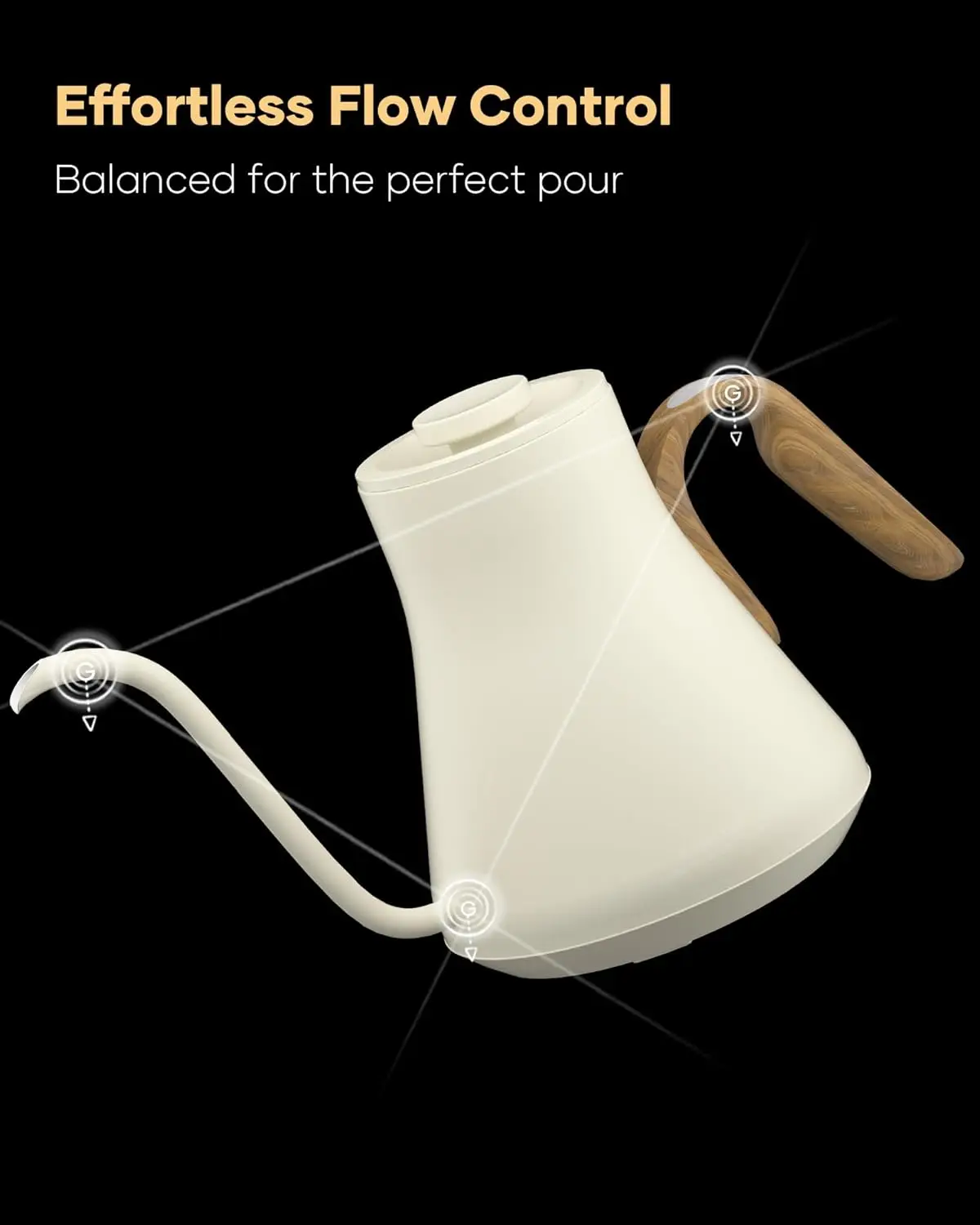 غلاية كهربائية FLOW B9 معقوفة، 0.9 لتر، ستانلس ستيل، تحكم دقيق في درجة الحرارة لصب القهوة والشاي، تسخين سريع، موراند #5