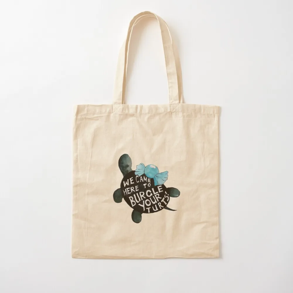 Black Turtle Burgles in Green Tote Bag shopping bags foldable Canvas shopper bag women
