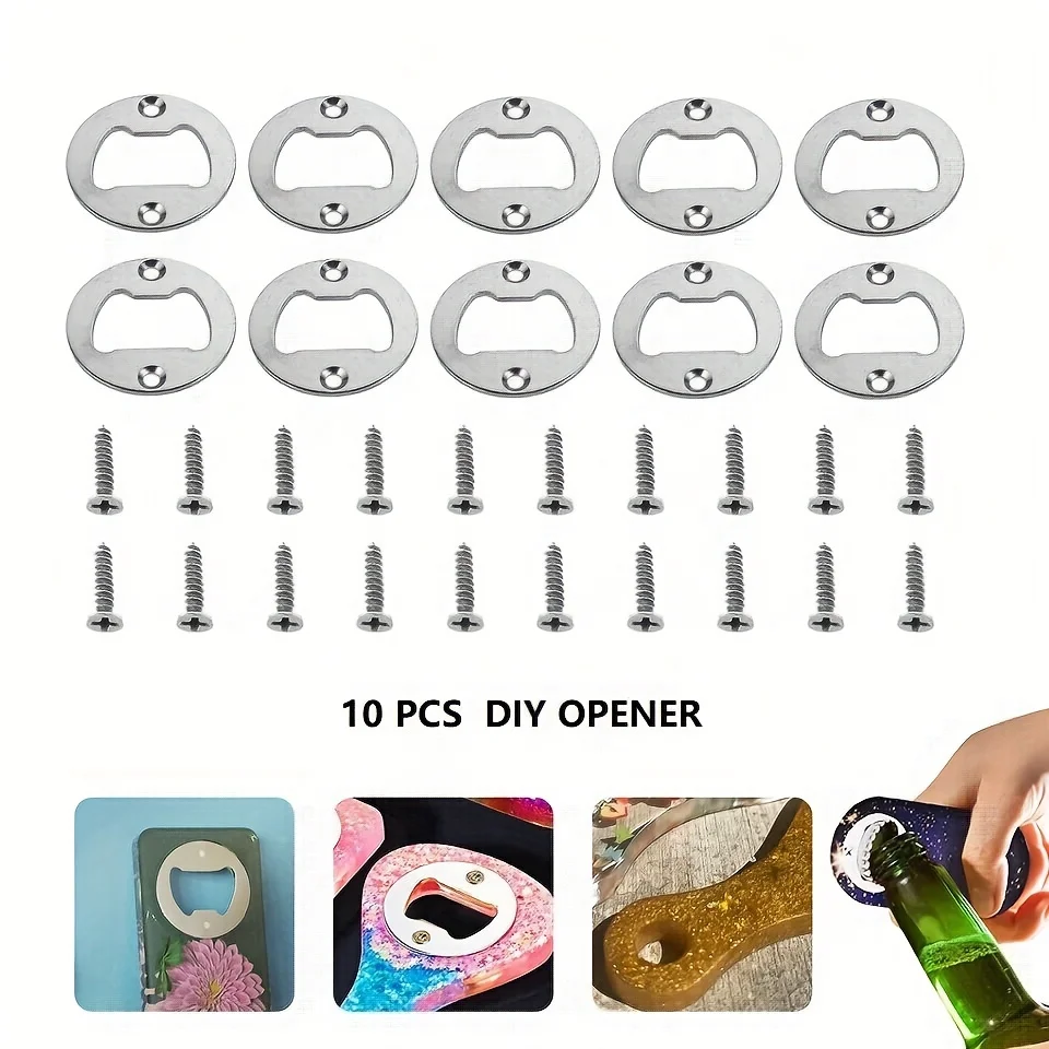 10pcs DIY Bottle Opener Inserts Accessories Kit Handmade Crafts Iron Beer Opener Art for Resin Mold Opener Tools Kitchen Gadgets