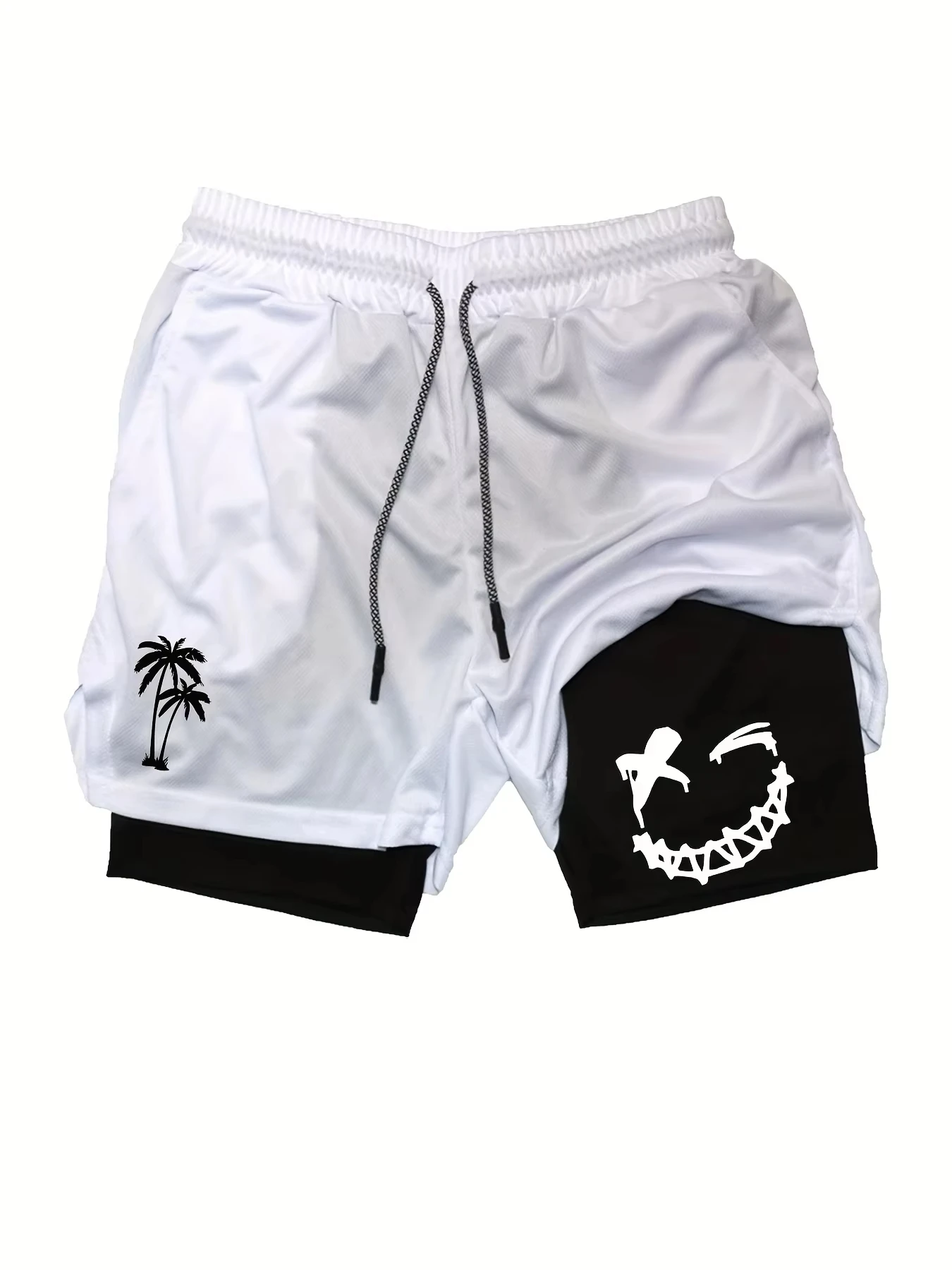 

Men's summer quick drying breathable shorts fitness training short hommeshorts fashionable print and adjustable drawstring desig