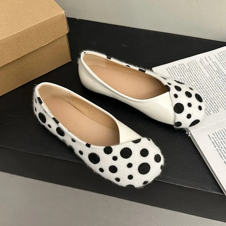 Frühlings-Neuheit: Damen-Flachschuhe mit Runder Spitze, Gepunktetem Wildleder, Bequeme Alltags-Loafer für Büro und Straße – Detail 11