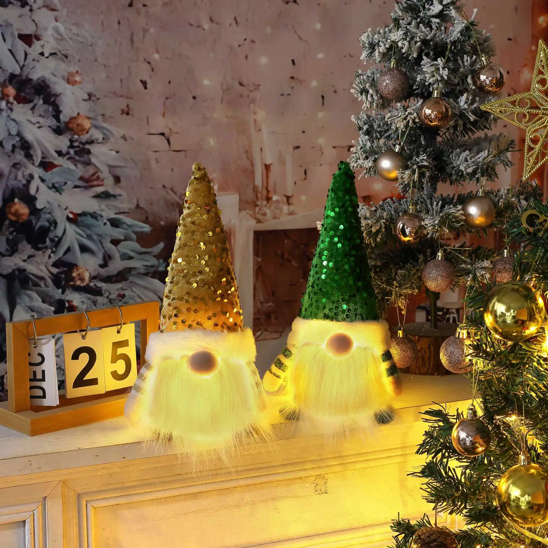 Glowing Gnome Christmas Faceless Doll Tree Decorations 2025 Night Light Xmas Gift Navidad 2026 New Year Home Decor Kid's Gifts