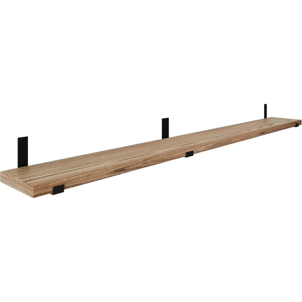

Forte 84 inch Long x 9.25 inch Deep x 1.5 inch Deep Wooden Floating Shelves, Rustic Wood Wall Bookshelf