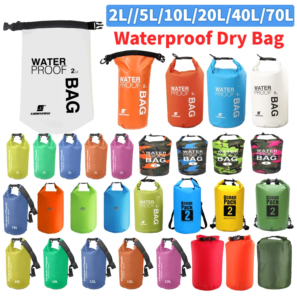 2L/5L/10L/20L/40L بولي كلوريد الفينيل مقاوم للماء حقيبة جافة تجمع الهاتف الحقيبة في الهواء الطلق الغوص طوي تخزين الشاطئ حقيبة سباحة ل نهر المحيط