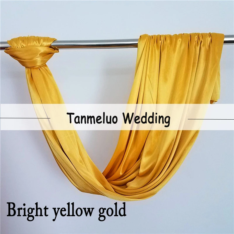 3x6M/10x20Ft Ice Silk White&YellowGold Wedding Backdrop Event Party Banquet Backdrop Drapes Curtain Hotel Stage Background Panel