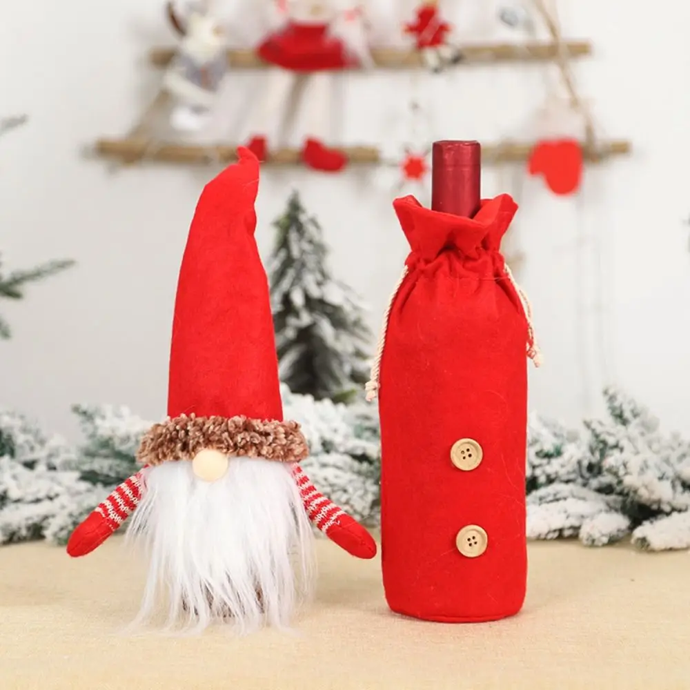 Faceless Elderly Faceless Doll Wine Cap Reusable Exquisite Christmas Wine Bottle Cover Non-woven Santa Wine Bottle Bag