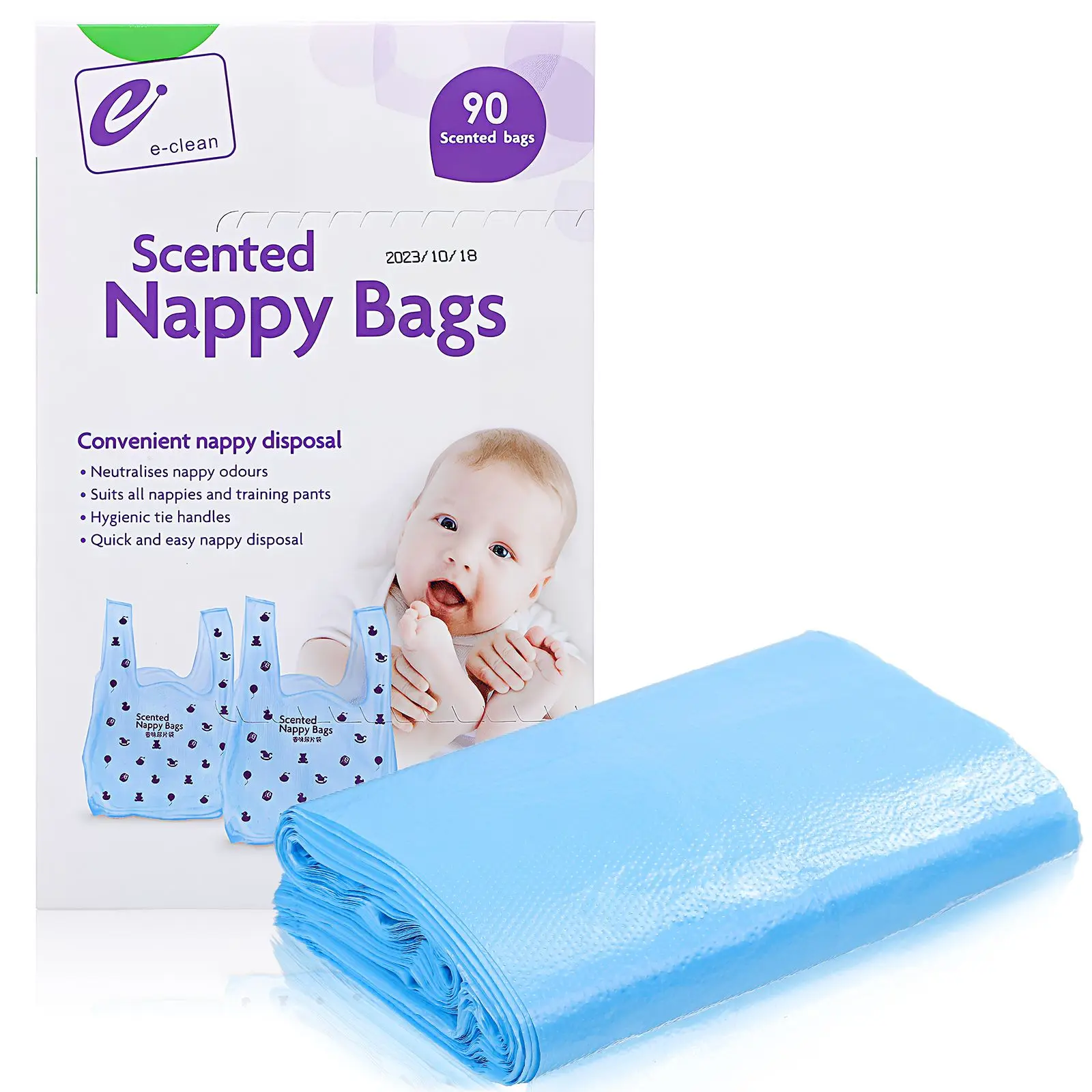 Diaper Collection Bag 2 Boxes Baby Trash Sacks Hdpe Nappy Bags Thickened Leak Proof Easy Tie Scented Disposal Pet Waste Rubbish