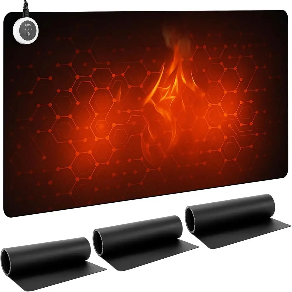 

Large 31.5x13 Heated Desk Pad with 3-Level Heat & Auto-Off, PU Leather Mouse Mat for Home & Office