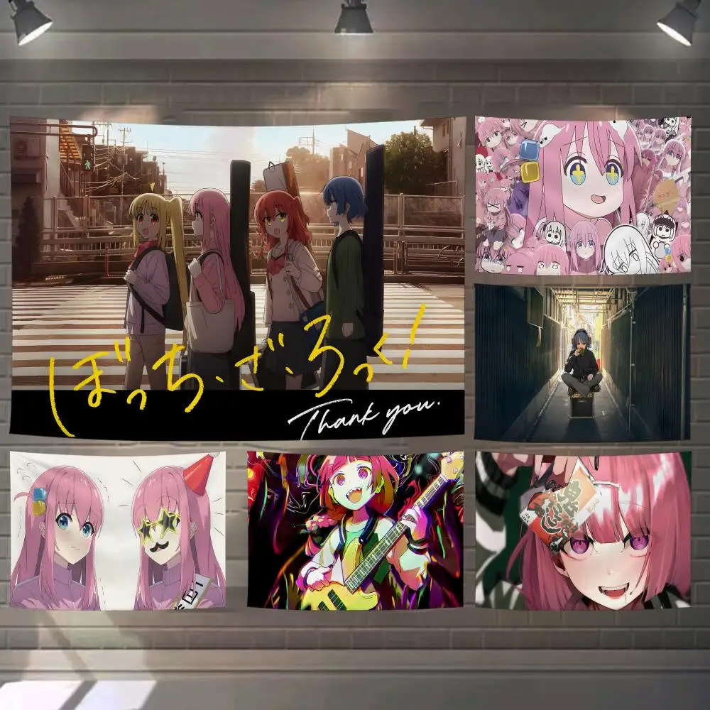 Anime B-Bocchi The Rock! Tapestry Custom Living Bedroom Party Dormitory Interior Wall Bohemian Decoration Attached Clip