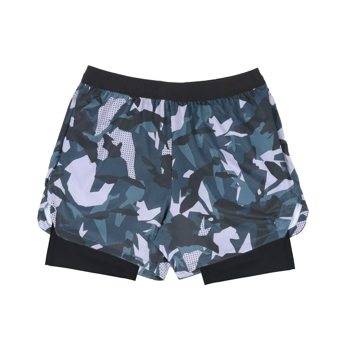 

Camouflage Blue Leisure Shorts Mens 2 in 1 Shorts Quick Drying Gyms Sport Running Shorts Camo Zipper Pockets Training Shorts