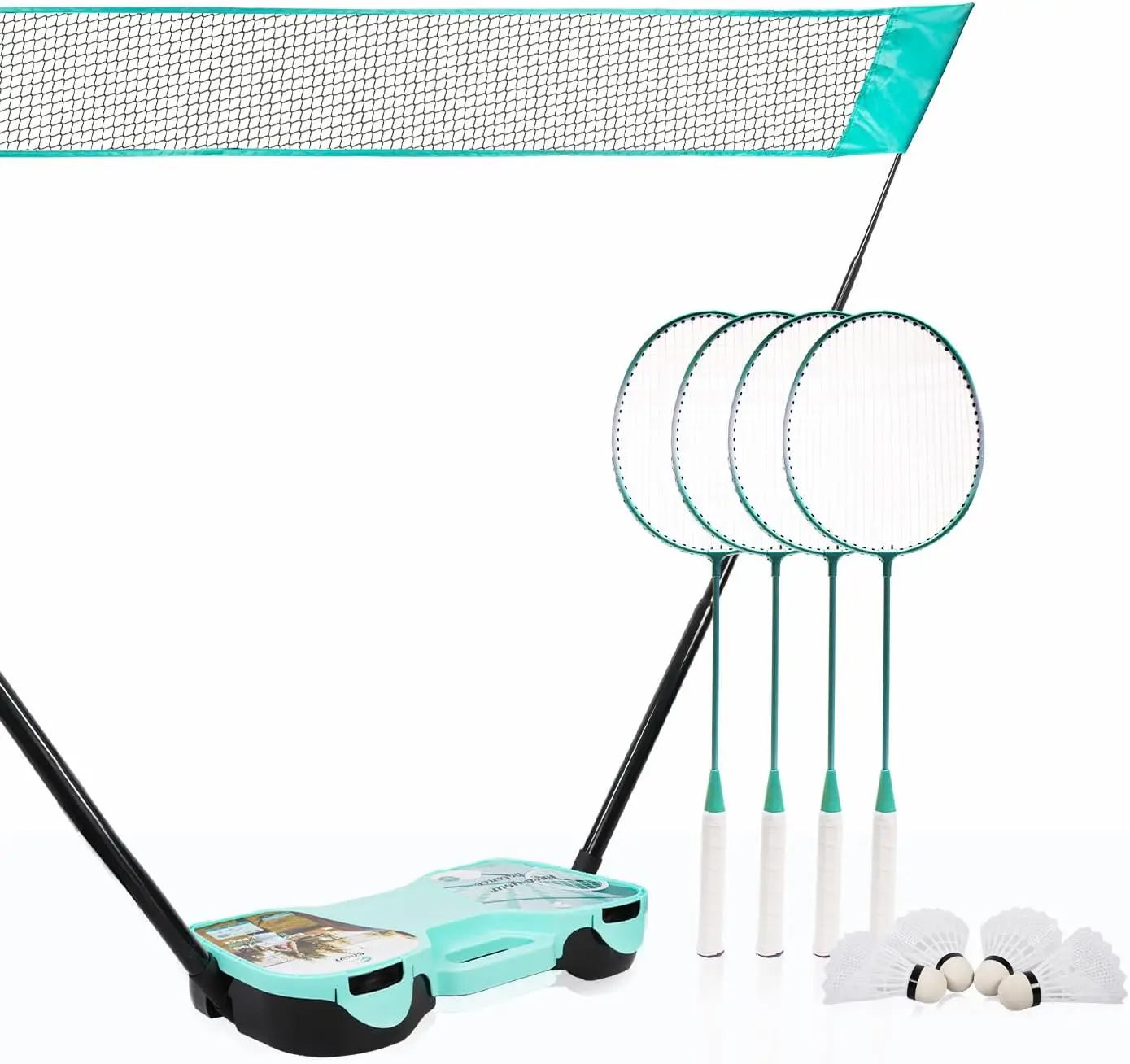 

Complete Badminton Set with Net, 4 Rackets, 4 Birdies & Portable Box for Outdoor Games
