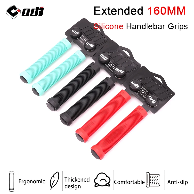 

ODI 160MM Extended Grip Soft Silicone Bike Grips MTB Handlebar Cuff Shockproof MTB Handle Cover for XC AM DH FR BMX Cycling Part