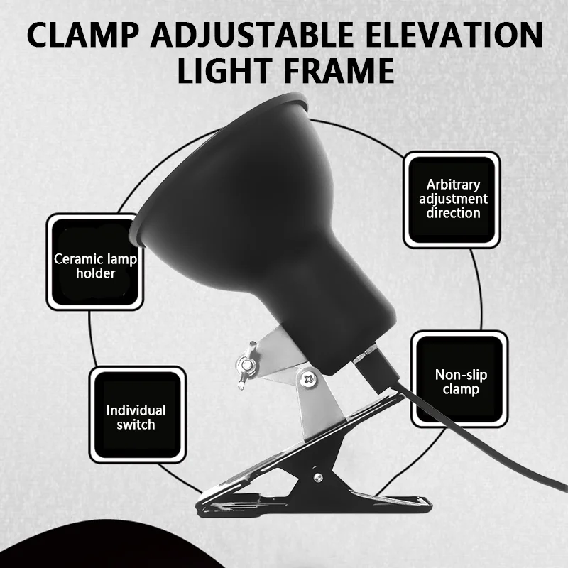 

Reptile Heating Lamp Holder Clip-on Ceramic Lampshade Lizard Calcium Supplement Light Lampshade Amphibians Accessories