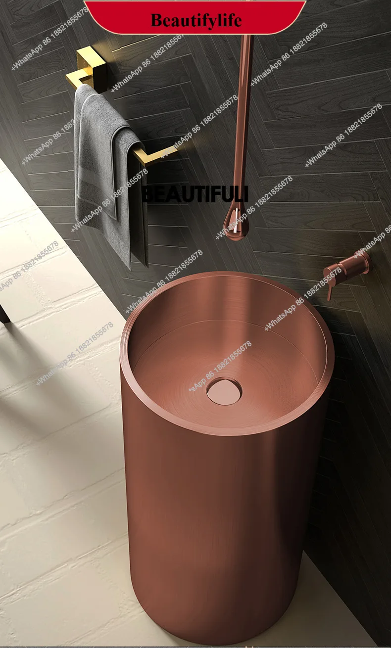 

F185 Минималистичный стиль, золотая раковина из нержавеющей стали, умывальник для проживания в семье в отеле, встроенная напольная колонна ba
