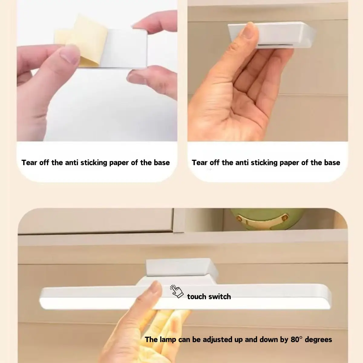 LED 충전식 자석 테이블 램프, 눈 보호 독서등, 기숙사 옷장 및 옷장 램프