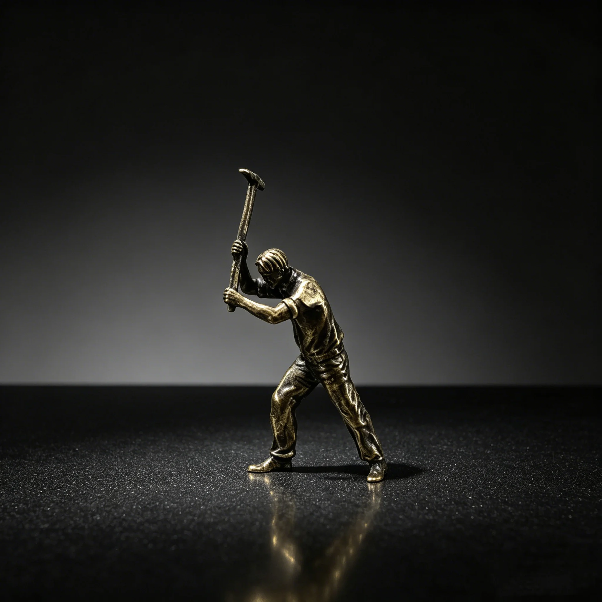 Mini Brass Miner Figurine Vintage Construction Worker Statue Micro Landscape Sand Table Ornament Tiny Desktop Decor Collectible