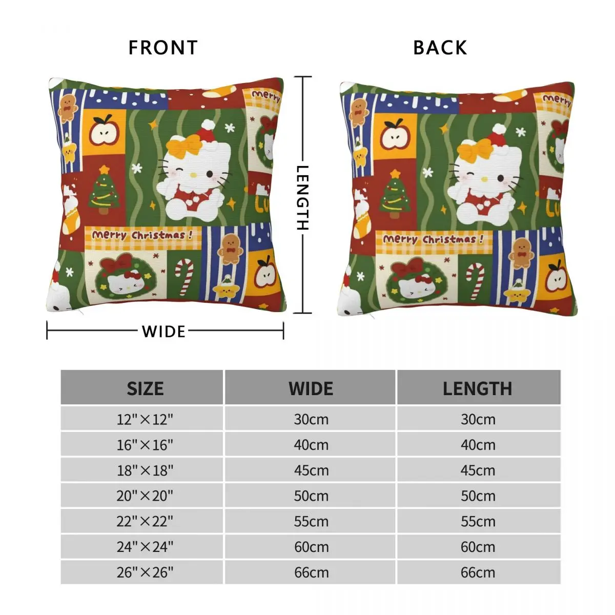 مرحبا كيتي عيد الميلاد رمي غطاء وسادة وسادة الزخرفية الجدة وسادة يغطي