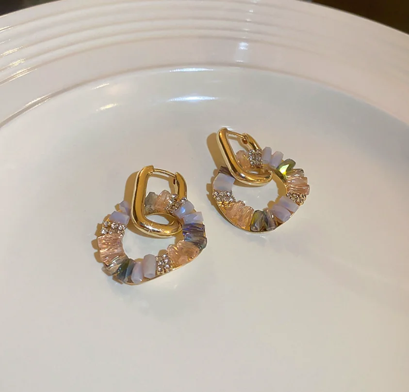 2022 new trend Simple design Earrings alloy zircon crystal Circle Earrings for women Fashion Jewelry