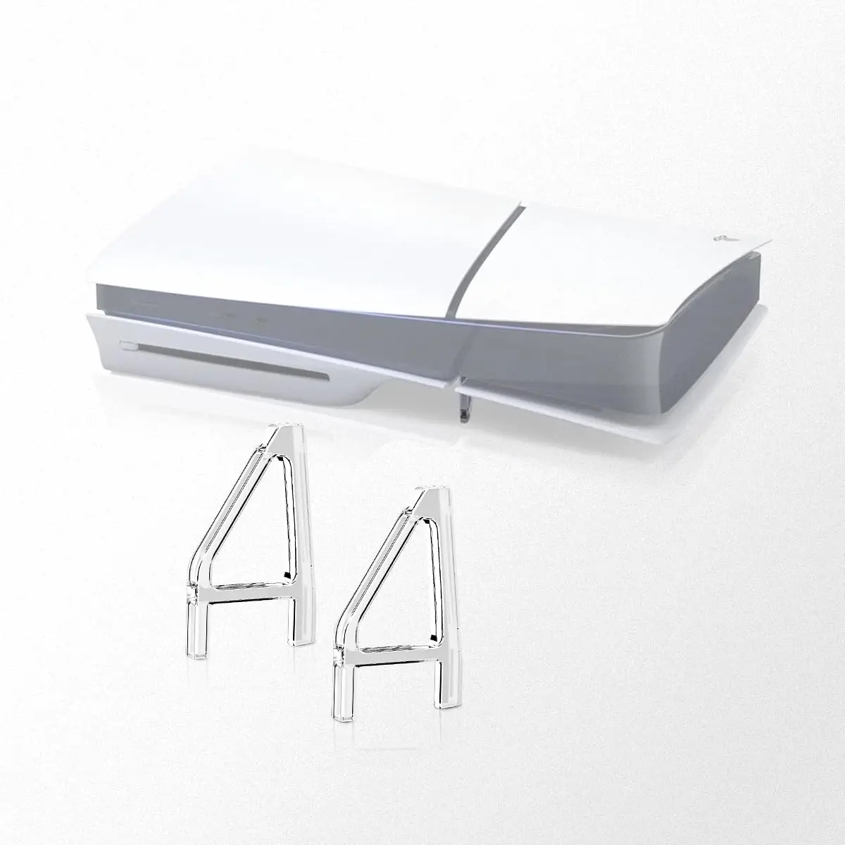 For PS5 Slim PS5 Pro Horizontal Stand 2 Pcs Clear Acrylic Triangle Base, Non-Slip Vertical Support Holder Sturdy Console Stand