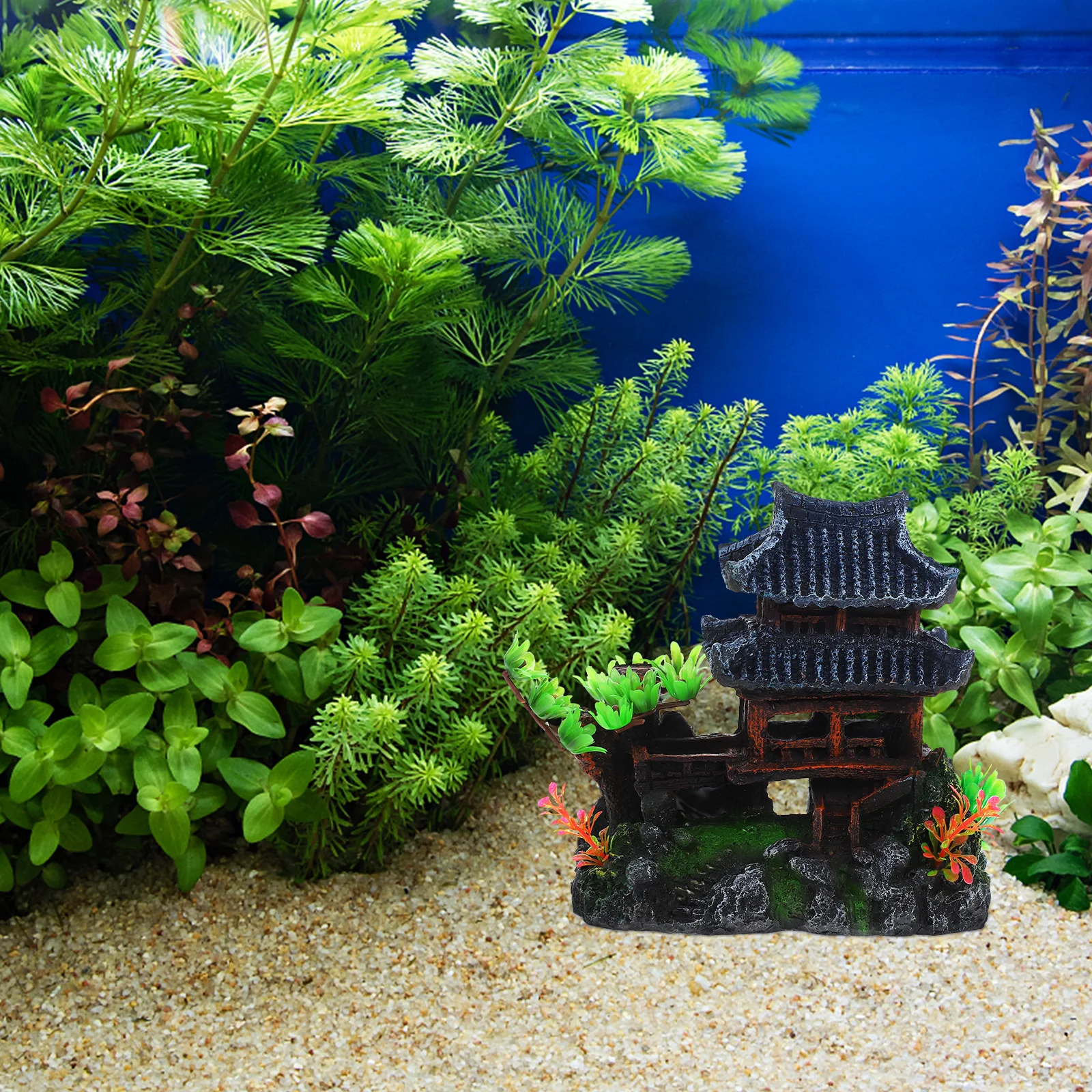 

Aquarium Landscape Vintage Resin Chinese Style House Creative Fish Tank Cabin Shelter Aquarium Ornament Fish