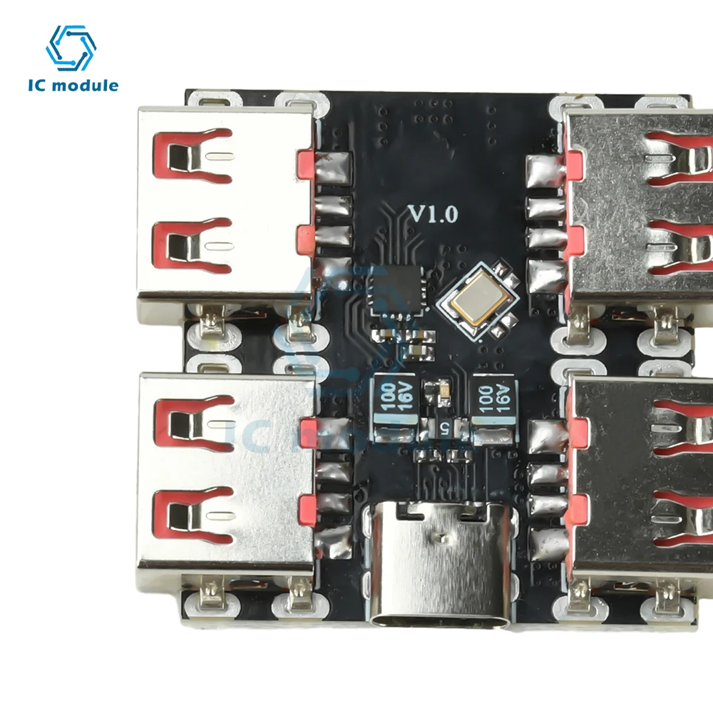 XL334P4 USB 2.0 4-Port Hub وحدة تحكم USB 2.0 إلى 4-قناة الفاصل USB-HUB Type-C موسع مجلس 40 برميل/الثانية