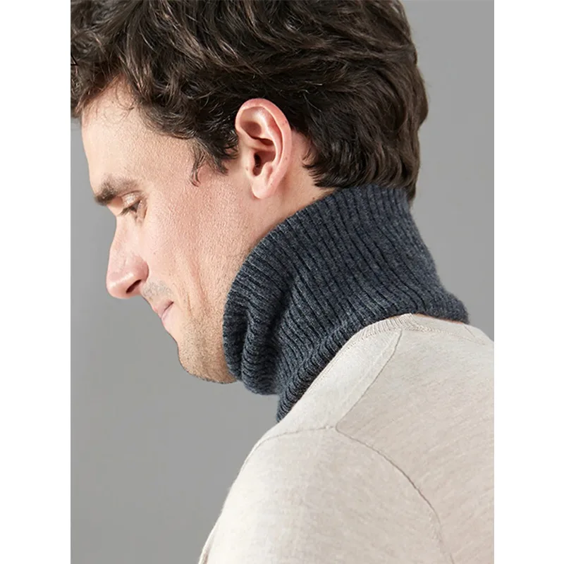 

Men Cashmere Knitted Ring Scarf Winter Soft Warm Wool Turtleneck False Collar Comfort Loop Scarves All Match Neck Warmer