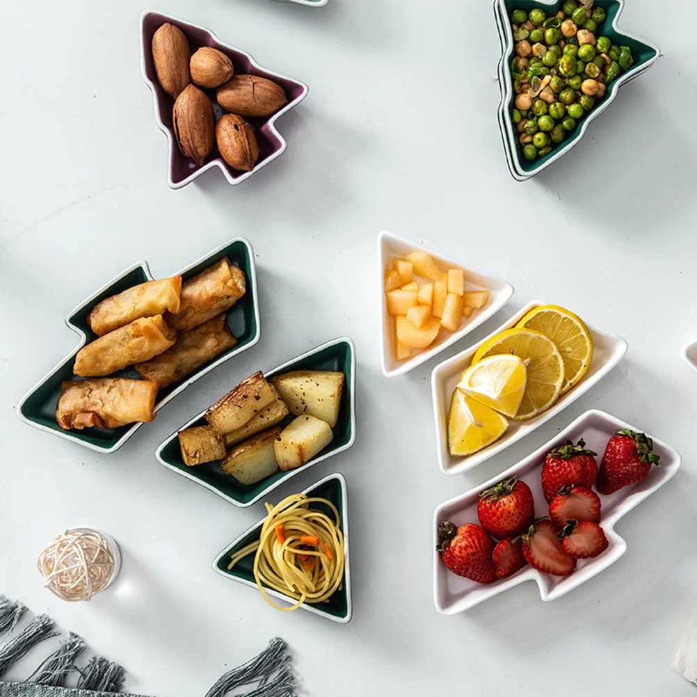 

Christmas Tree Shape Candy Snack Ceramic Tray Sections Removable Washable Serving Platter for Nuts Dried Fruit Appetizers Family