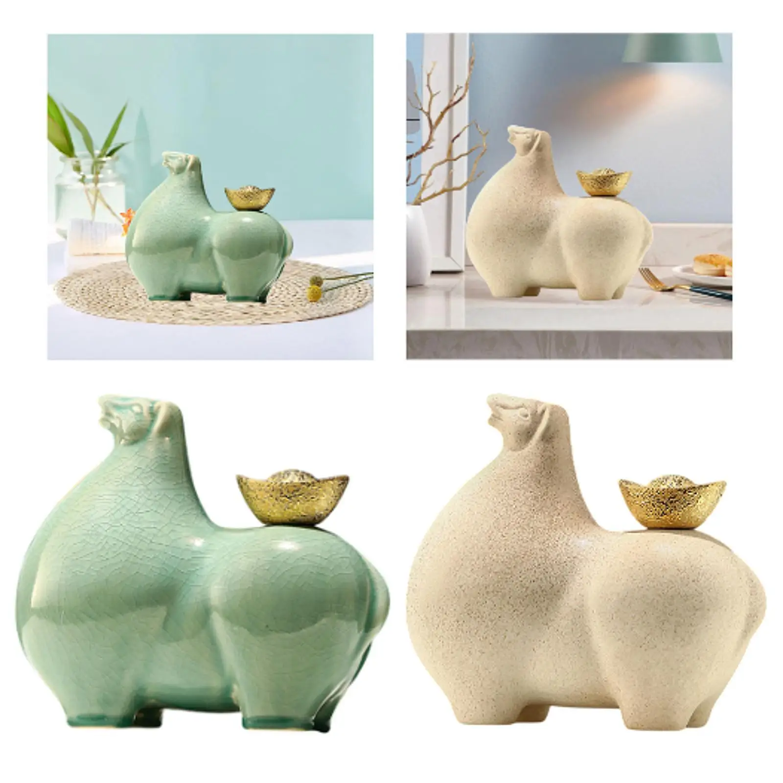 Horse Statue Crafts Fengshui Birthday Gift Decorative Porcelain Figurine Ornament for Desktop Office Bookshelf Hallway Bedroom
