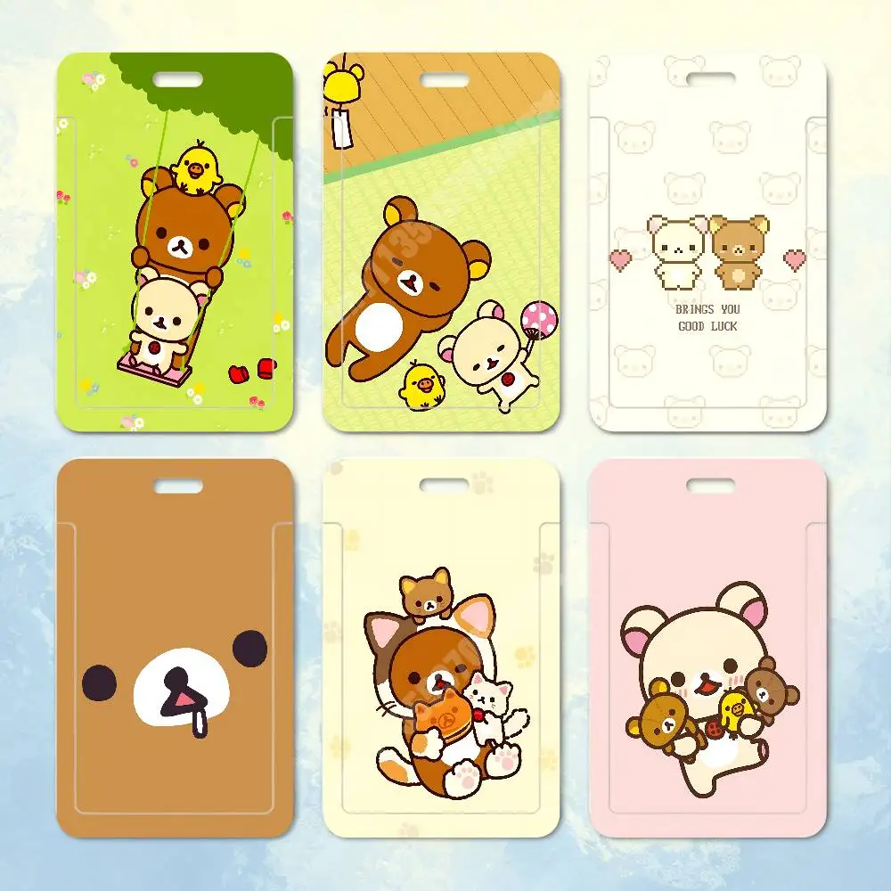 Cute R-RilakKuma K-KorilakKuma Plastic Card Holder Staff ID Card Clear Transparent Campus Access Name Tag