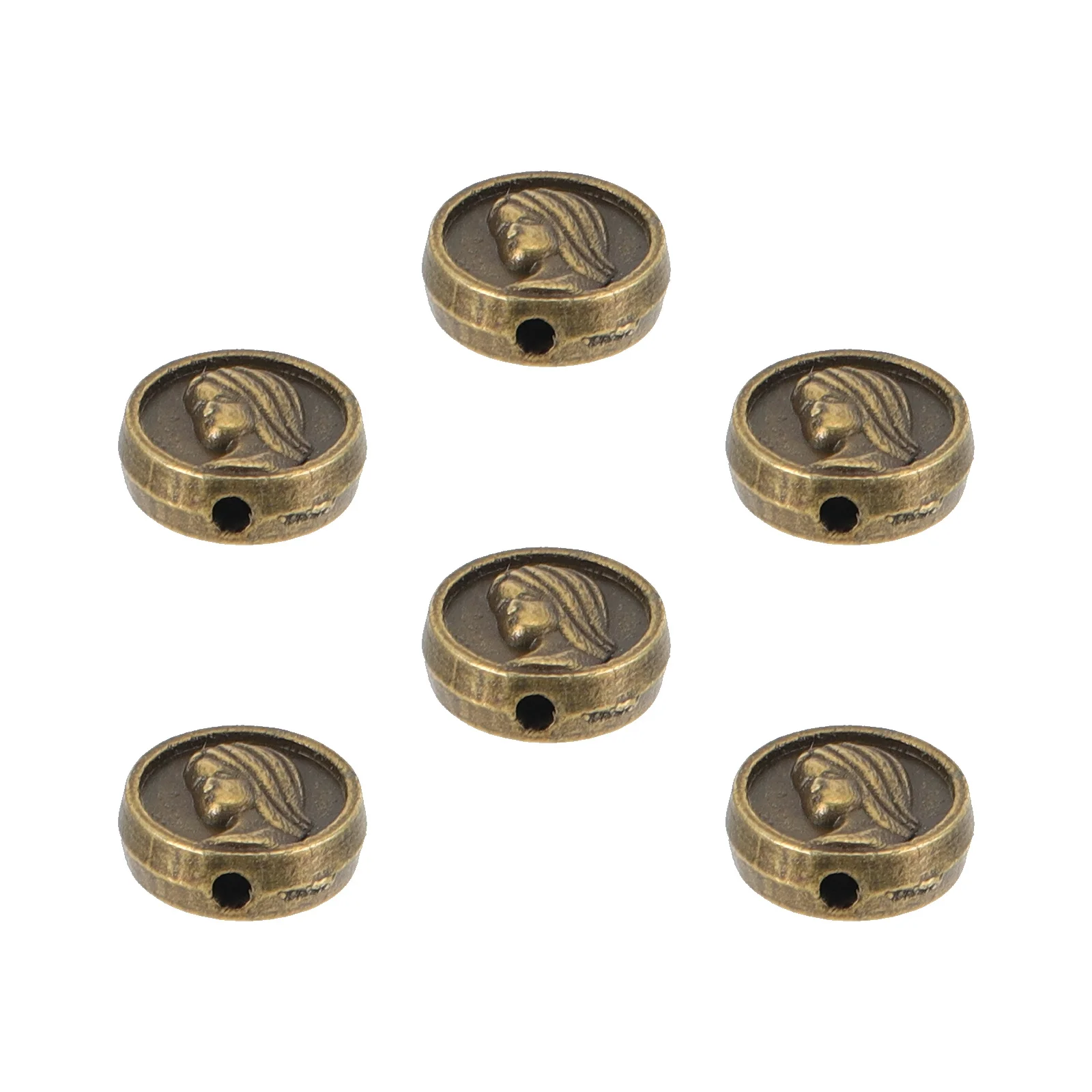 

50Pcs Virgin Mary Round Spacer Beads Alloy Jewelry Beads DIY Craft Making Necklace Bracelet Pendant Accessories