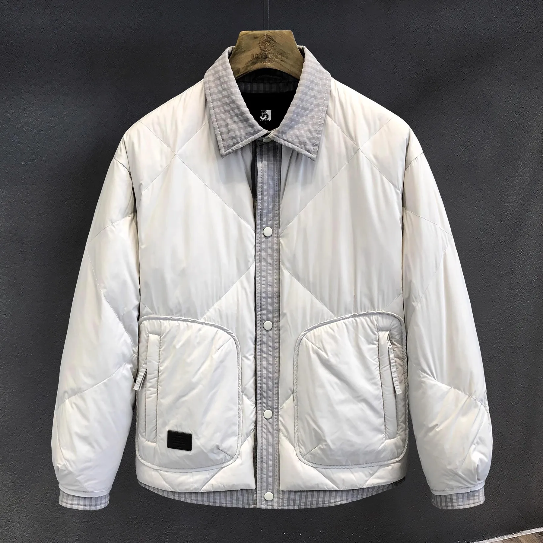 

Men's irt Sle Jaet Thiened Cotton Padded Stand Collar Winter Warm Outerwear Faionable Busin Casual Long Sve