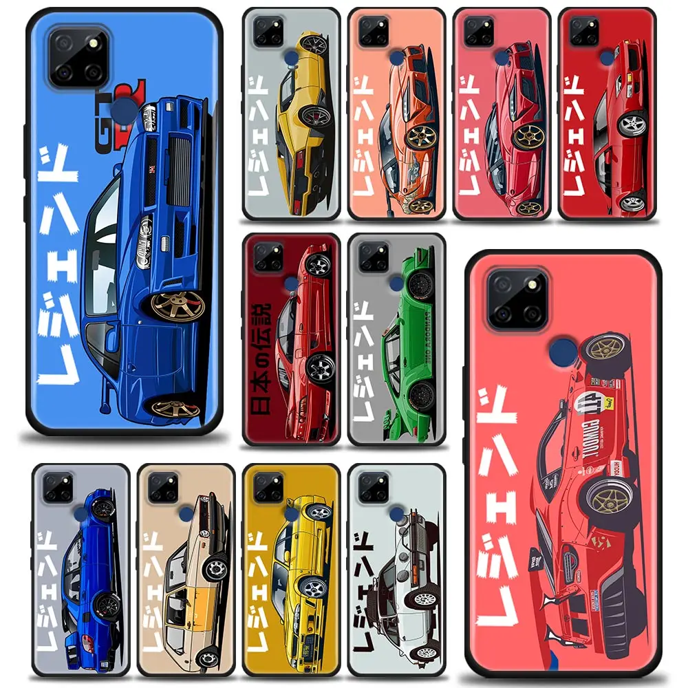 Funda For Oppo A52 A53 A72 A94 Reno 5 5G 3 4 6 Case For Realme C21Y C25 C12 C11 Cases Cover Male Men JDM Tokyo Drift Sports Car