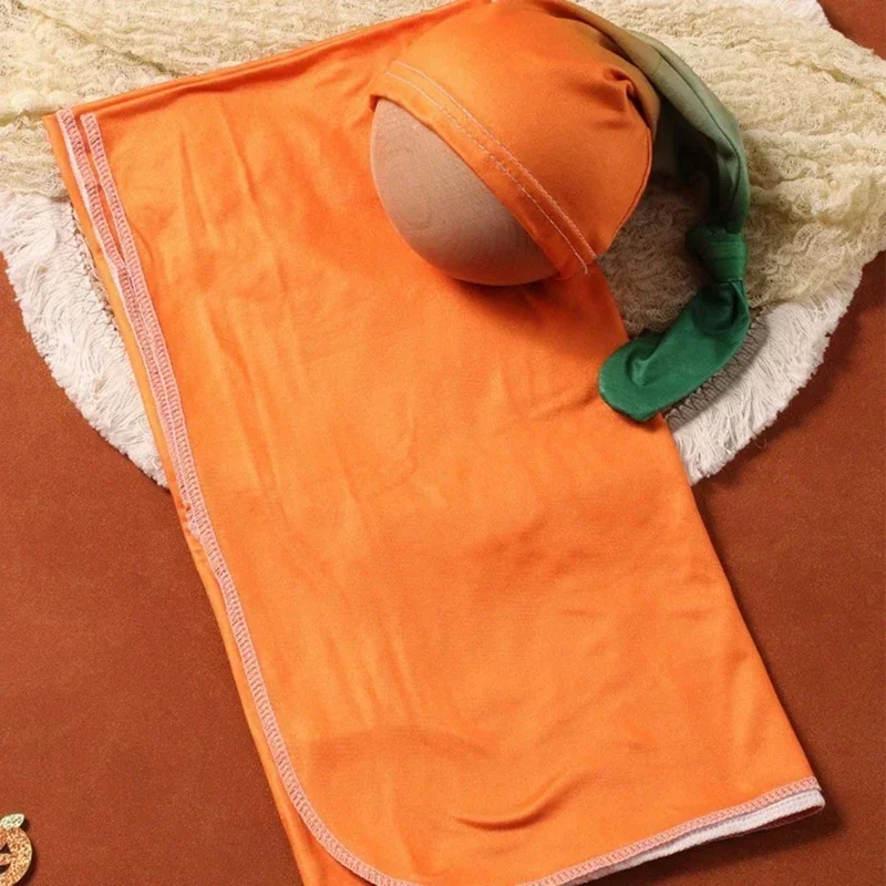 

Newborn Photography Props Posing Blanket Long Tail Pumpkin Hat for Baby Photoshoot Halloween Decoration Photo Dress Up