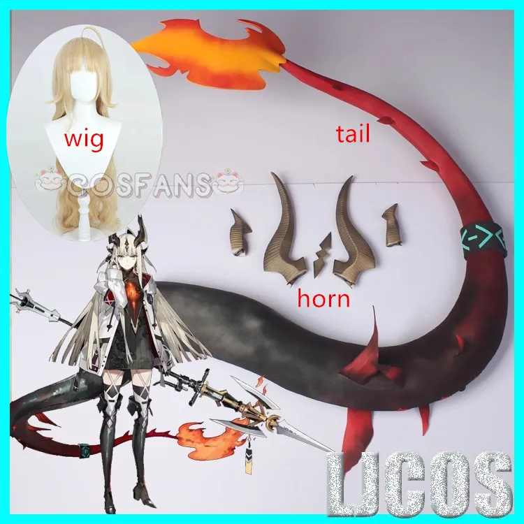 Game Arknights Reed The Flame Shadow  Cosplay Wigs Cosplay Horns Head Clip Headwear Hairpins Props Halloween Costume Accessories