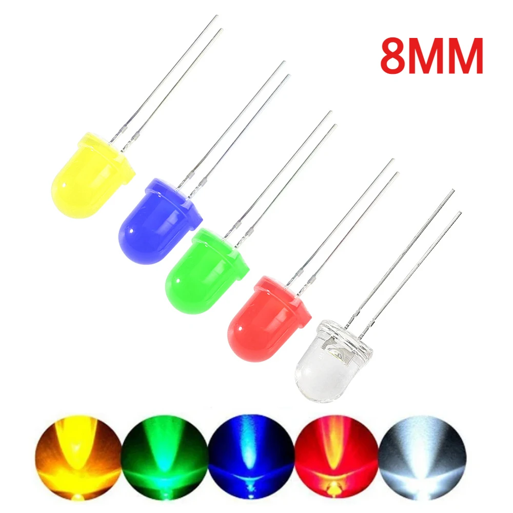 20/50pcs F8 8MM LED Red Green Blue Yellow White LED Light Emitting Diode DIY Assorted Kit