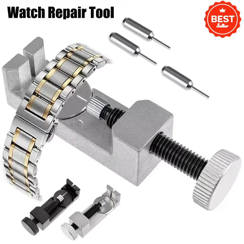Kit de herramientas de reparación para quitar pasadores de eslabones de correa de reloj para relojeros con paquete de 3 pasadores adicionales, juego de barras de resorte removedoras de repuesto