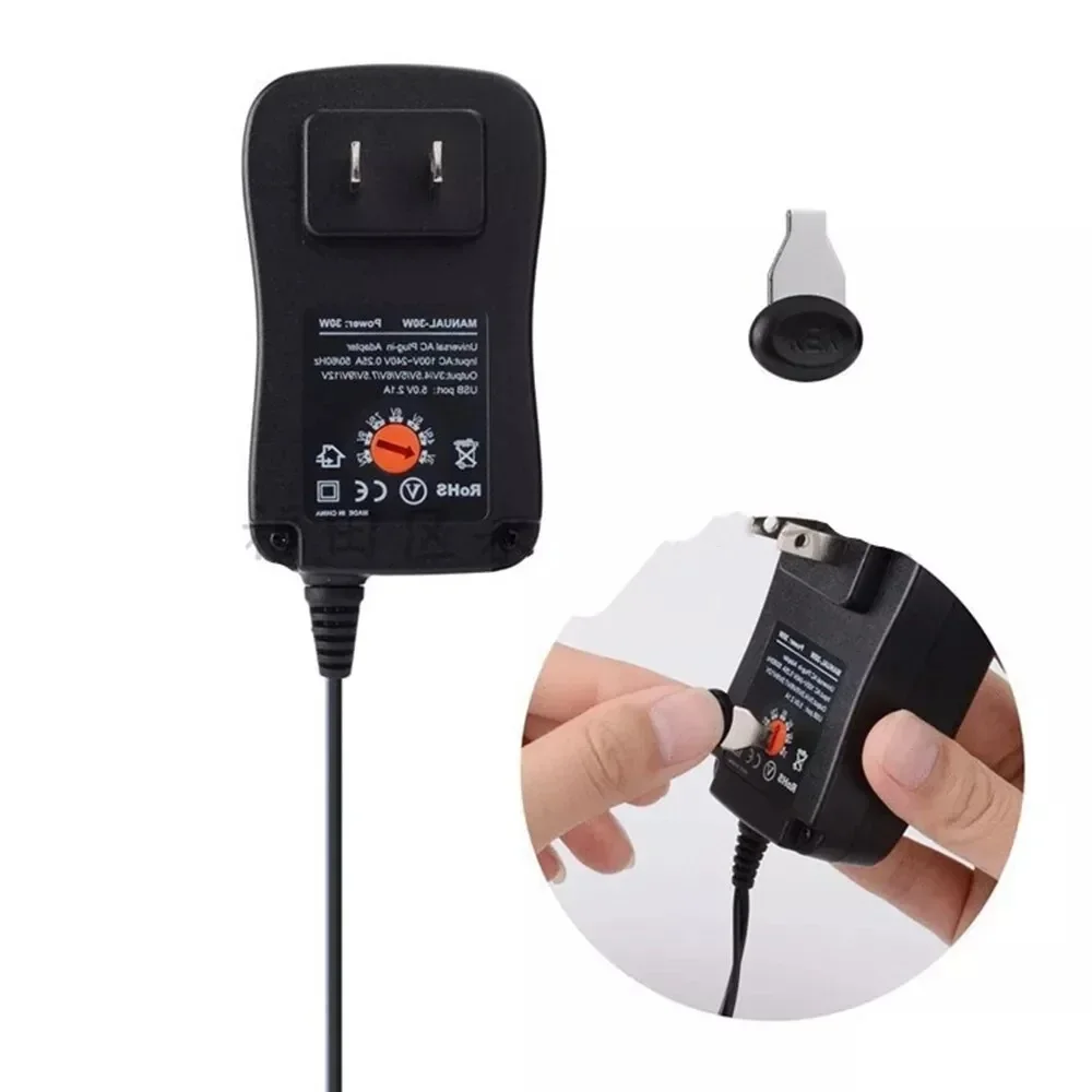 DC 3V 4,5V 5V 6V 7,5V 9V 12V 30W Adapter US EU UK AU Einstellbare Netzteile USB 2.1A Universal Ladegerät Schalter Netzteil – Detail 5